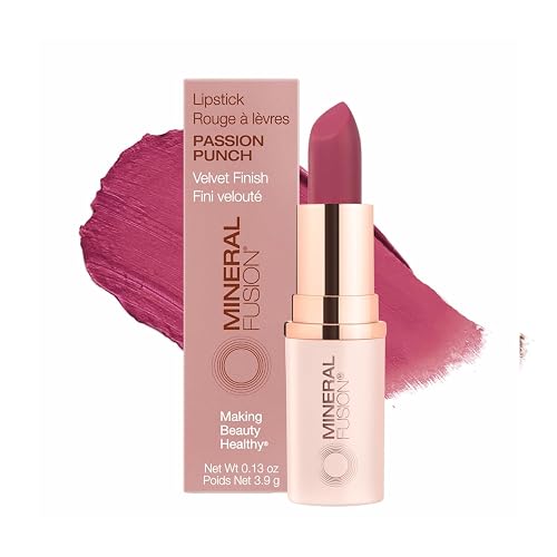 Mineral Fusion Long-Lasting Lipstick, Vivid & Smudge-Free Lip Color with Avocado Oil, Cocoa Seed Butter, Free of FD&C Dyes, Paraben and Gluten,