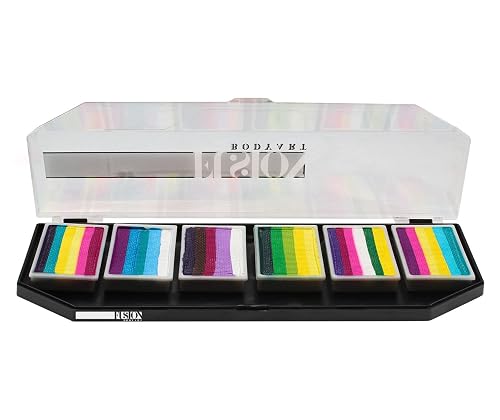 Fusion Body Art Pro Quality Professional Face Painting Palette - Leanne's Pretty Rainbow | Hypoallergenic Safe & Non-Toxic - Perfect for Full Face
