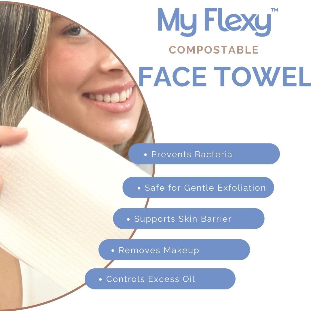 Disposable Biodegradable Face Towels XL for Skin Care & Makeup Remover Dry Wipes, Clean Facial Towel, Hypoallerganic Wash Cloth, Clean Face Towels