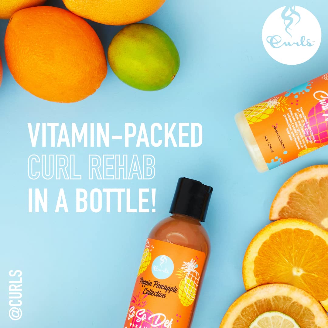 Curls Poppin Pineapple So So Def Vitamin C Defining Jelly - Shinier, Longer, Thicker, Healthier Hair - Hydrating and Frizz Free - All Curly Hair Types