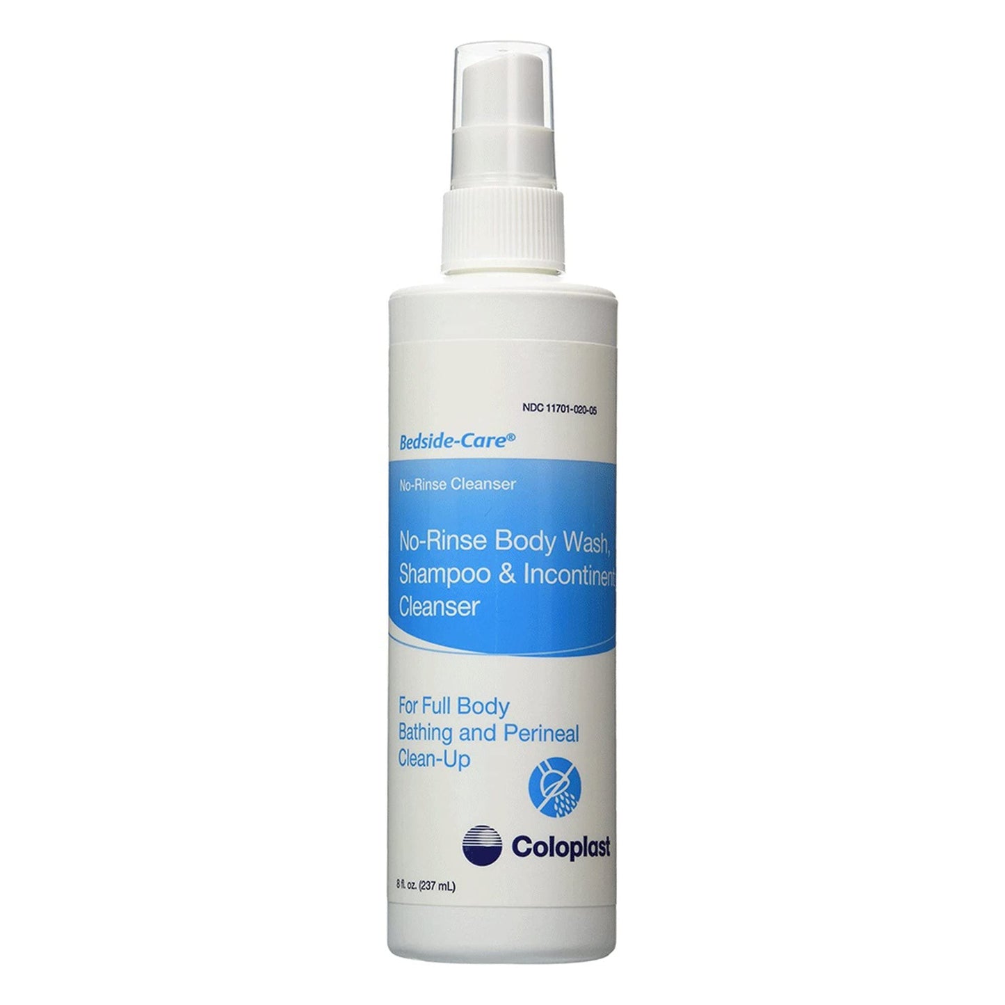 Bedside-Care Rinse-Free Shampoo and Body Wash, 8.1 oz. Pump Bottle Unscented, Coloplast, 61761 - Case of 12