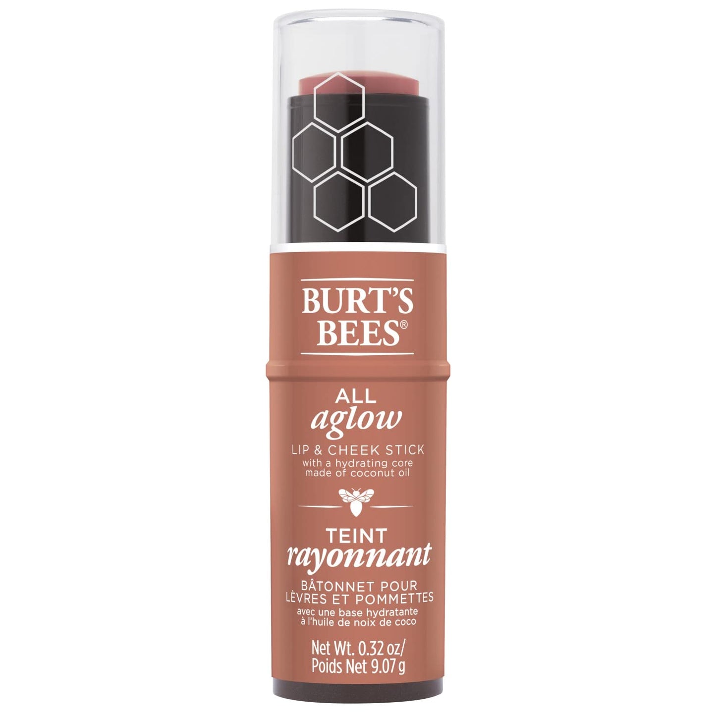 Burts Bees 100% Natural All Aglow Lip & Cheek Stick, Peach Pond - 1 Tube