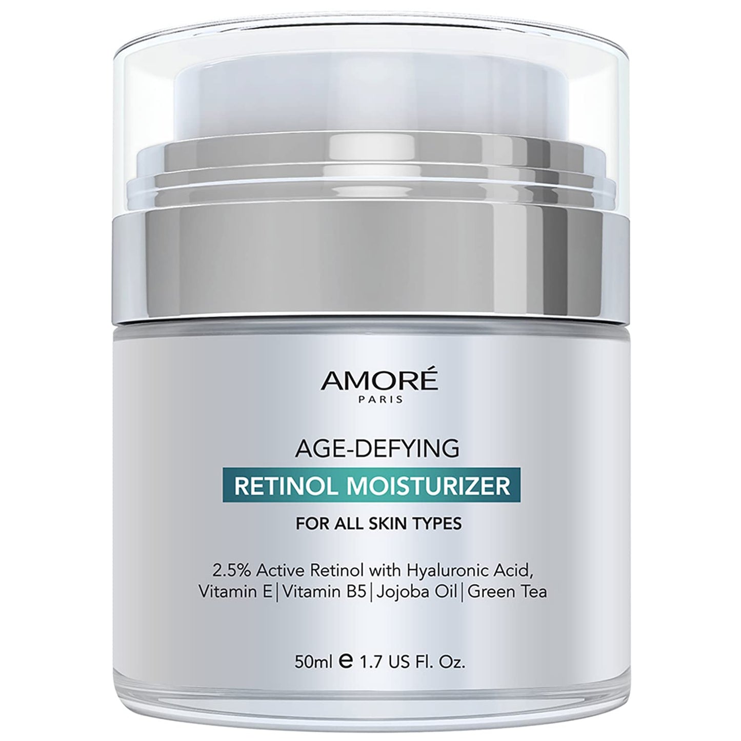 Retinol 2.5% High Potency Anti-Aging Moisturizer Cream (1.7 Fl. Oz.), Silver