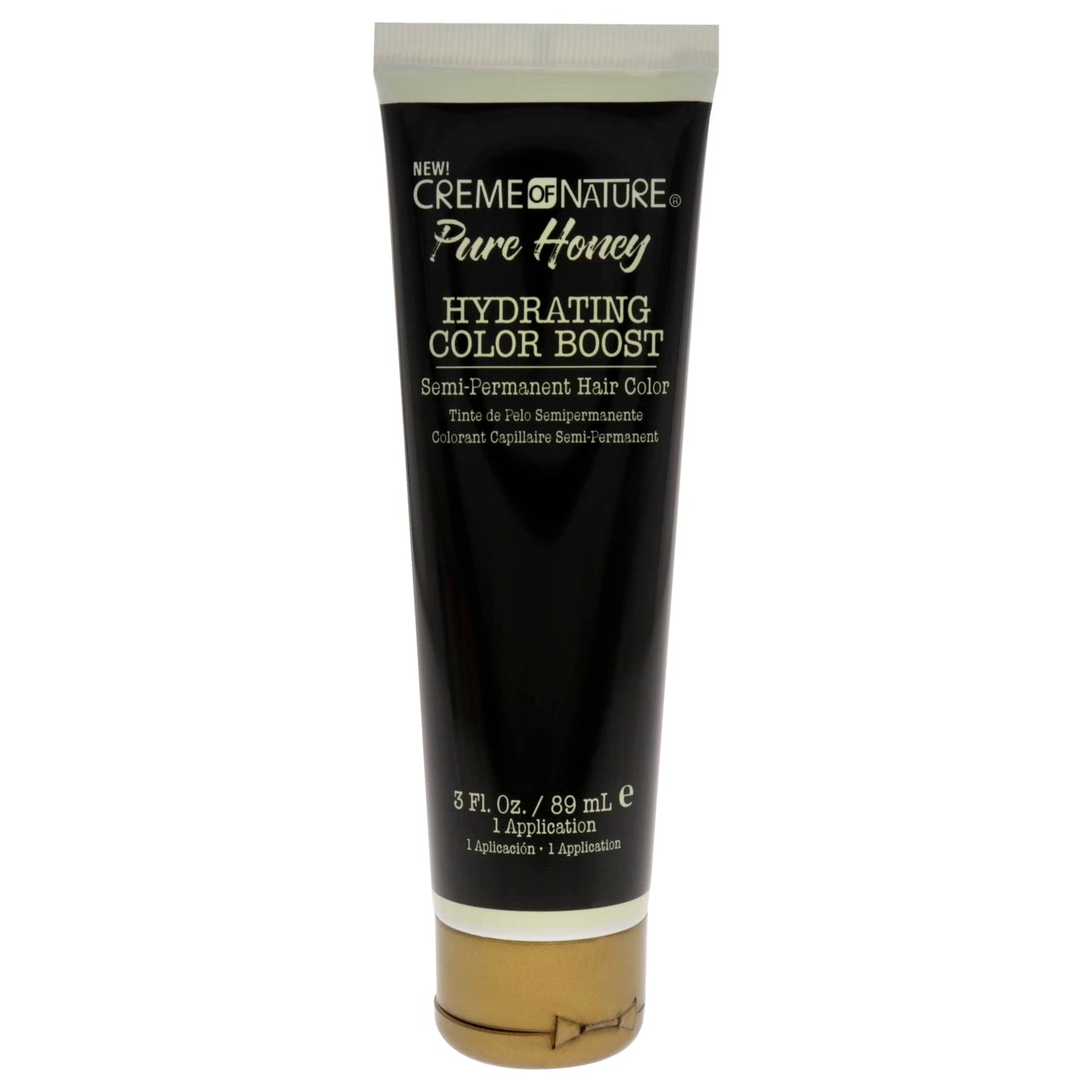 Creme of Nature Pure Honey Hydrating Color Boost Semi-Permanent Hair Color - Silky Jet Black Hair Color Unisex 3 oz
