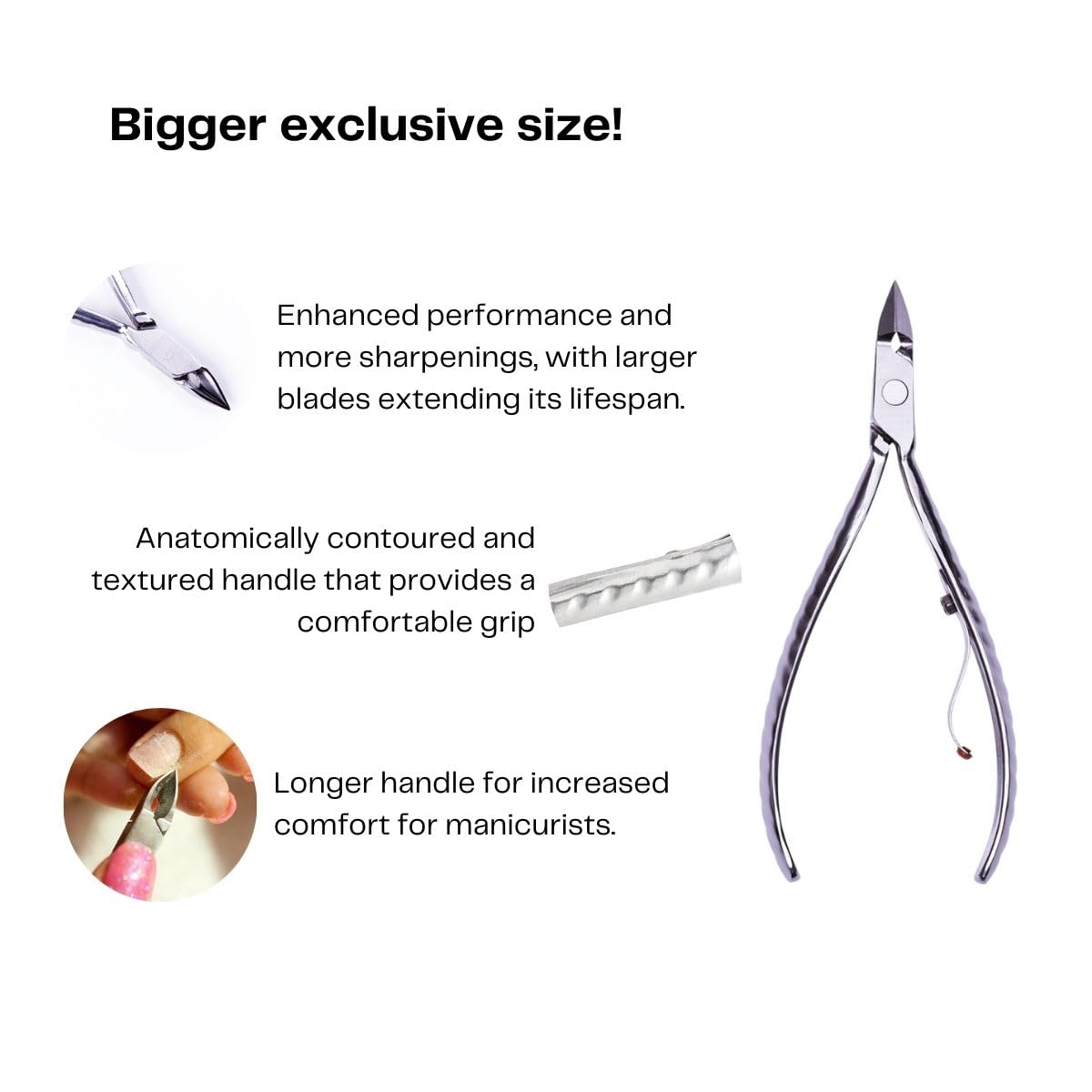 Professional Cuticle Nipper Mundial 772 PR - Brazilian Manicure Quality Long Handle Stainless Steel Trimmer Cutter for Fingernails and Toenails