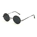 Casual Fashion Small Round Circle Thin Metal Frame Unisex Sunglasses Lennon (Gunmetal, Adult)