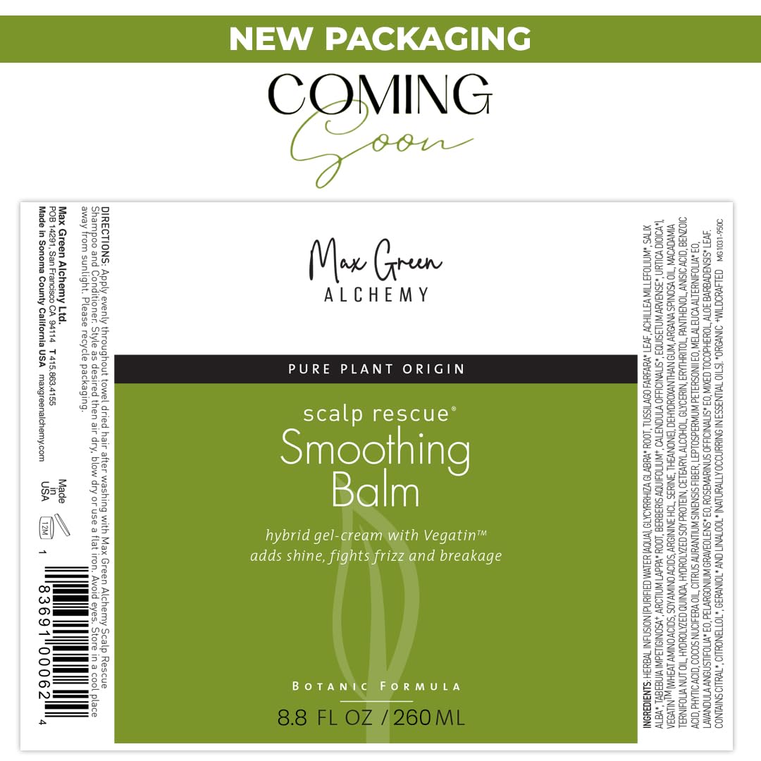 MGA Vegan Hair Smoothing Balm - Scalp Rescue Organic Formula with Keratin Repairs Rough Hair | Hair Care Product with Argan Oil for Men & Women