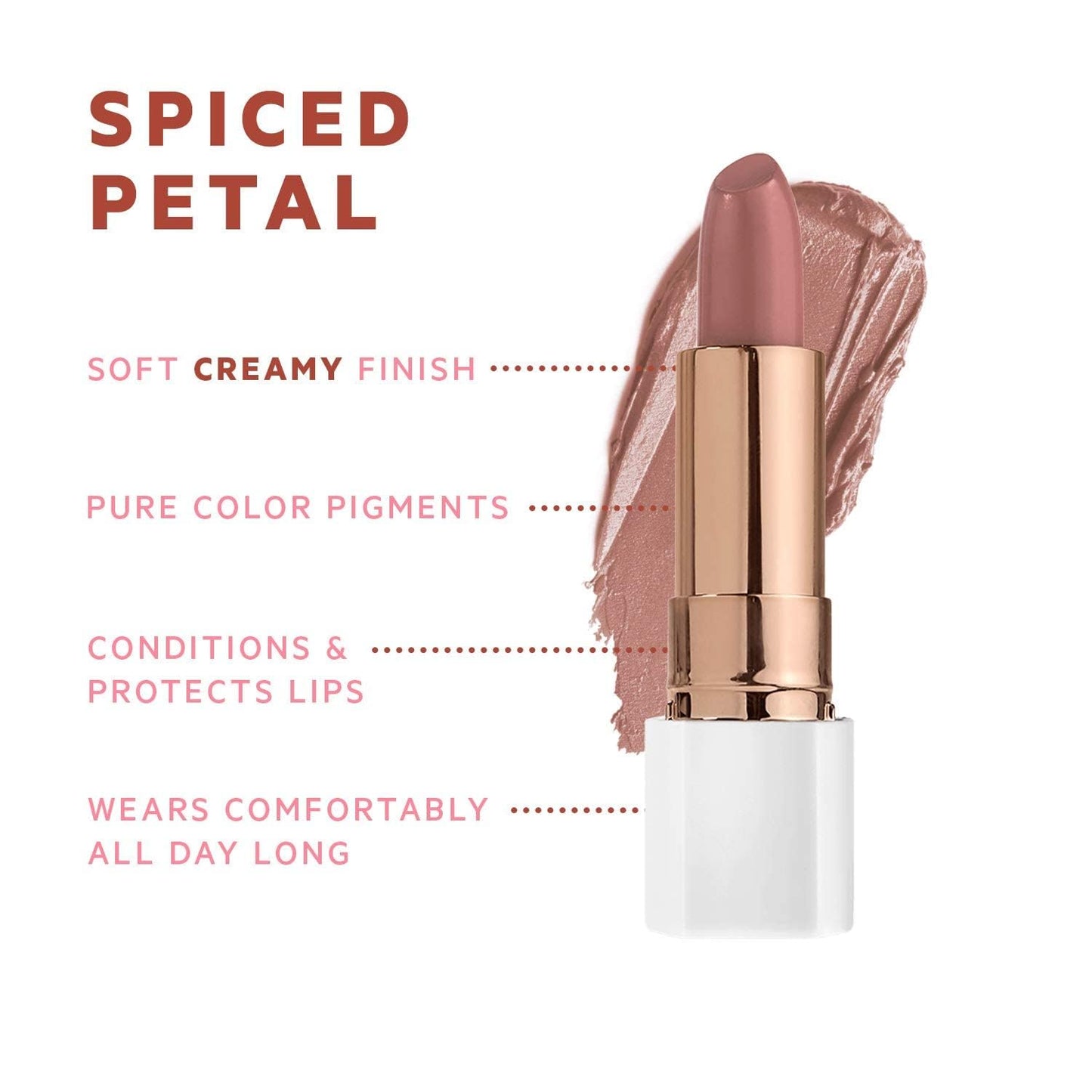 FLOWER BEAUTY By Drew Barrymore Petal Pout Lipstick - Nourishing & Highly Pigmented Lip Color with Antioxidants, Matte Finish - Spiced Petal
