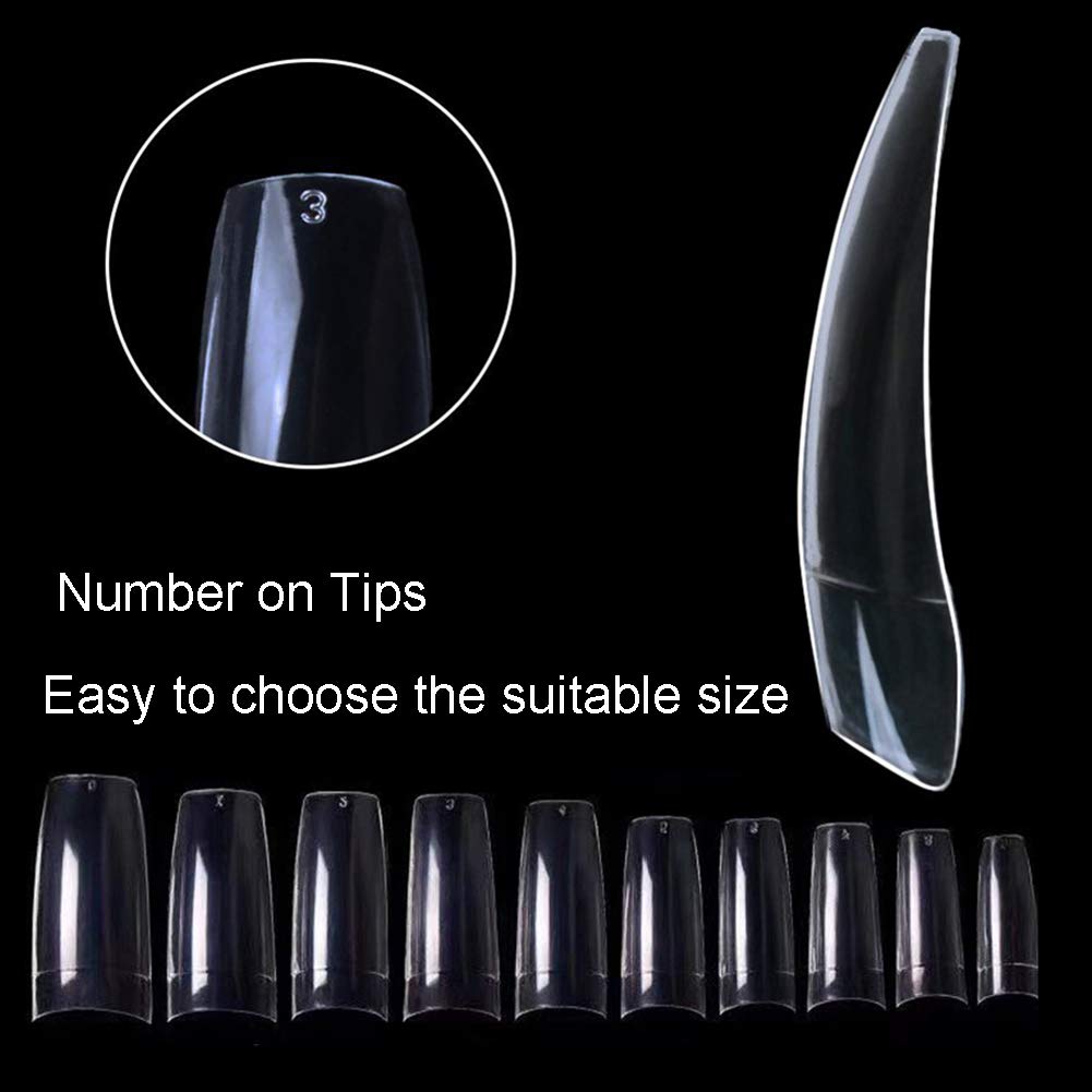 Beuniar Acrylic Nail Tips Clear 500Pcs French Artificial False Tip for Manicure Nails Art Salons & Home DIY