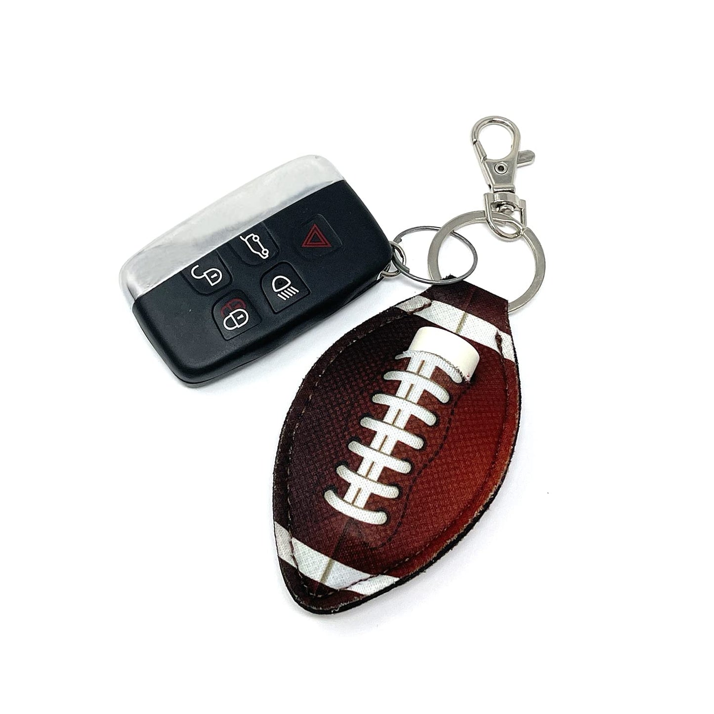 allydrew 10 Pack Chapstick Holder Keychain, Keyring for Lip Balm Lip Gloss Lipstick with 10 Pieces Metal Keyring Clasps, Football
