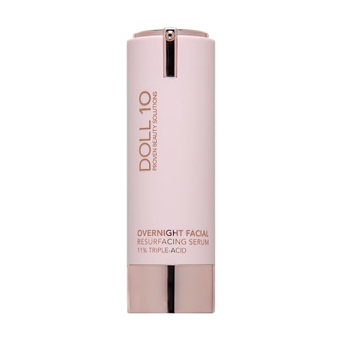 Doll 10 - Smooth Assist Overnight Facial 11% Triple-Acid Resurfacing Serum - Proven Overnight Transformation - Improves Skin Tone, Pores, Wrinkles