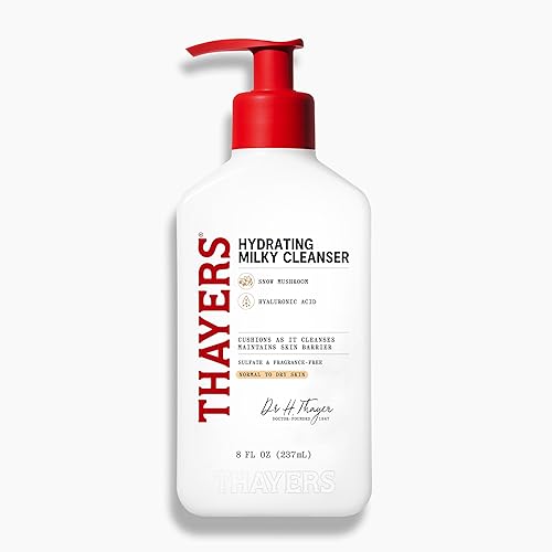 Thayers Milky Hydrating Face Cleanser with Snow Mushroom and Hyaluronic Acid, Dermatologist Recommended Gentle Facial Wash and Hydrating Skincare