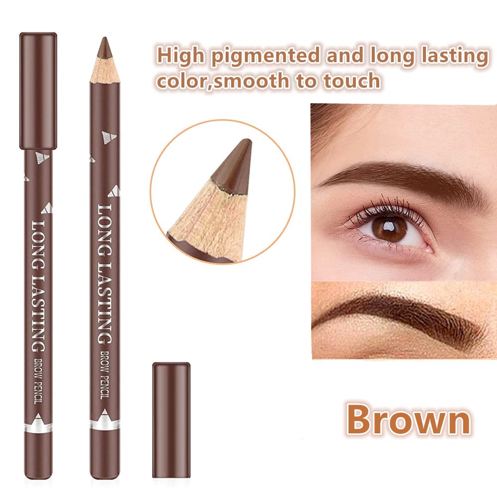 Go Ho 12 PCS Brown Eyebrow Eyeliner Pencils,Sweatproof Eyebrow Pencil,Long-lasting Nice Color Eye Brow Gel Pen Makeup Brow Tint Sticks?Medium Brown?