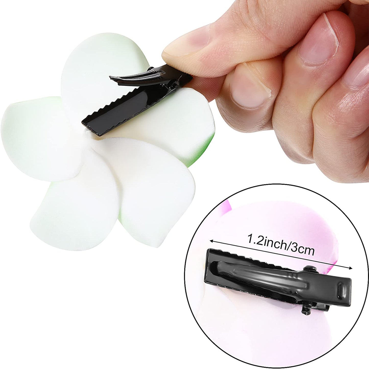 WILLBOND 36 Pieces Hawaiian Flower Hair Clips Plumeria Foam Hair Clips Artificial Frangipani Tropical Flower Hairpin for Bridal Wedding Luau Beach