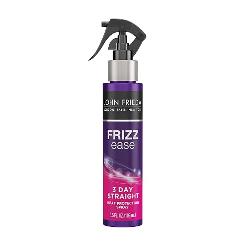 John Frieda Frizz Ease 3 Day Straight Heat Protection Spray, Keeps Hair Straight and Frizz-Free for 3 Days, Keratin-Infused Flat Iron & Styling Spray