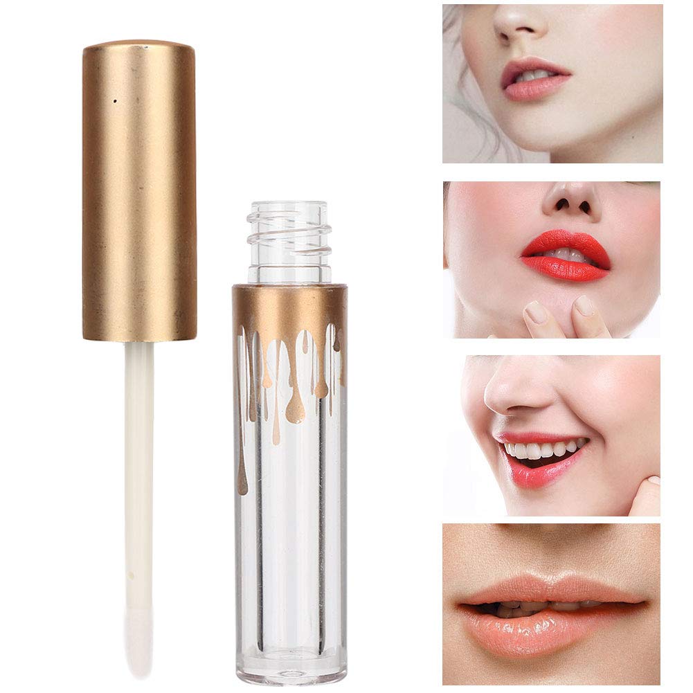10 pcs Empty Lip Gloss Tubes, Transparent and Glod Plastic Lip Gloss Tube Containers DIY Lipstick Balm Travel Makeup Transparent Bottle With Matte