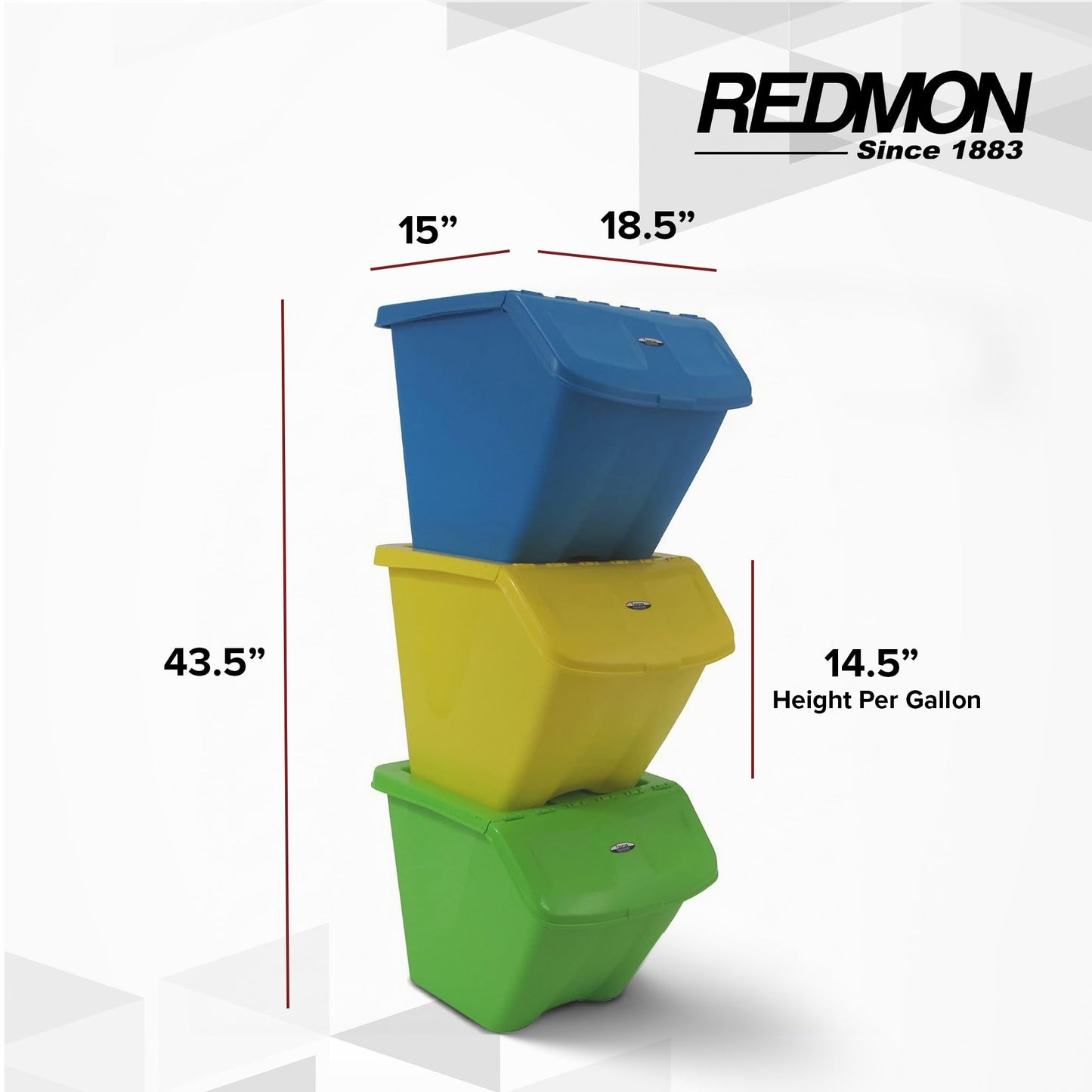 Redmon Since 1883 10 Gallon Stackable Shutter 3 PC Set Bins (7319)