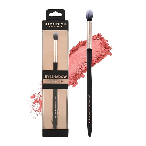Profusion Cosmetics Pointed Crease Eyeshadow Brush - Soft Synthetic Fibers for Precision Blending & Smudge Control, Vegan Makeup Tool