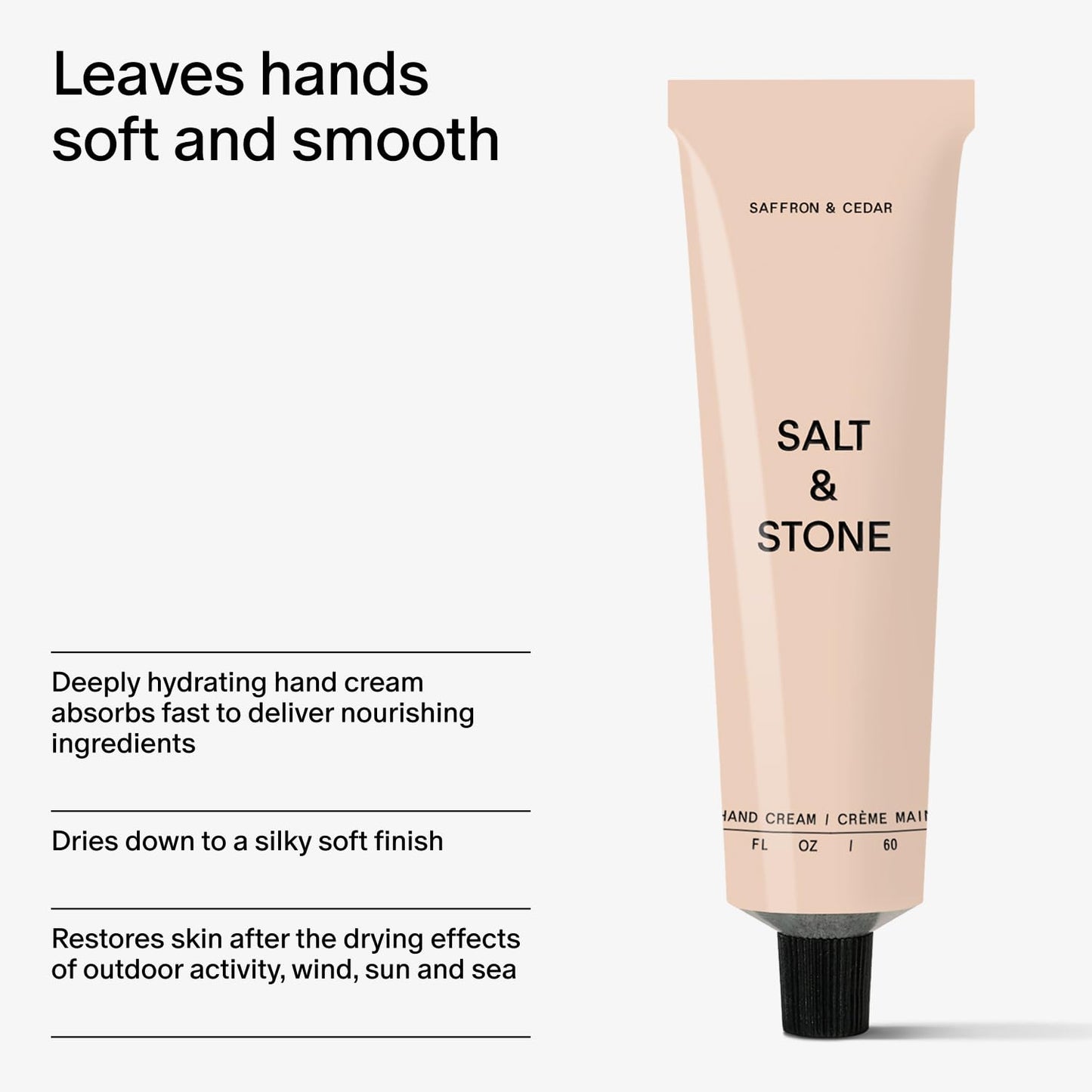 Salt & Stone Hand Cream for Women & Men | Hydrates, Nourishes & Softens Skin | Restores Dry Cracked Hands | Fast-Absorbing | Cruelty-Free & Vegan | Beauty and Personal Care Salt & Stone