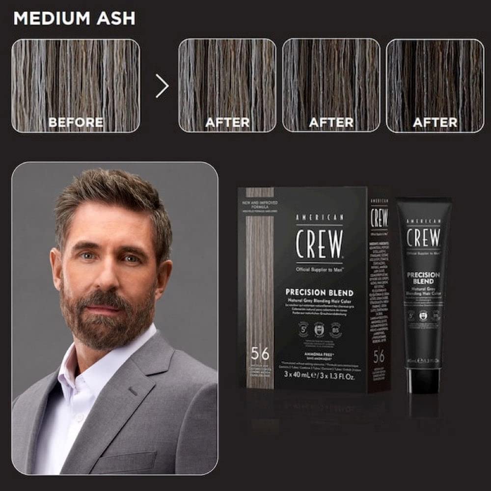 American Crew Men's Temporary Hair Color, Temporary Hair Dye, Natural Gray Coverage, Medium Ash, 1.35 Fl Oz