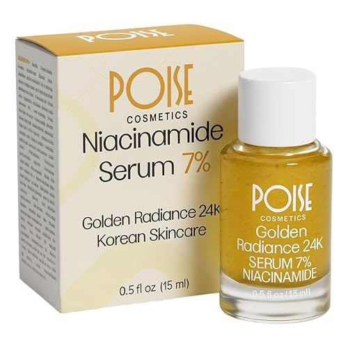POISE COSMETICS 24K Golden Radiance Serum, Niacinamide and Vitamin C Serum for Vibrancy and Hydration, Helps Even Skin Tone for a Youthful Glow (0.5