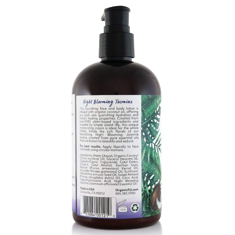 Coco Fiji Face & Body Lotion Infused With Coconut Oil | Lotion for Dry Skin | Moisturizer Face Cream & Massage Lotion for Women & Men | Night Blooming