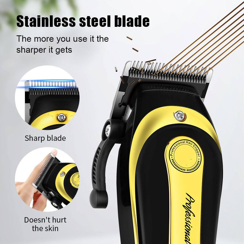 GLESVOWIO Men's Professional Cordless Hair Clippers for Men Women and Children USC Charging Beard Trimmer with Stainless Steel Blade 4 Guide Combs Beauty and Personal Care GLESVOWIO
