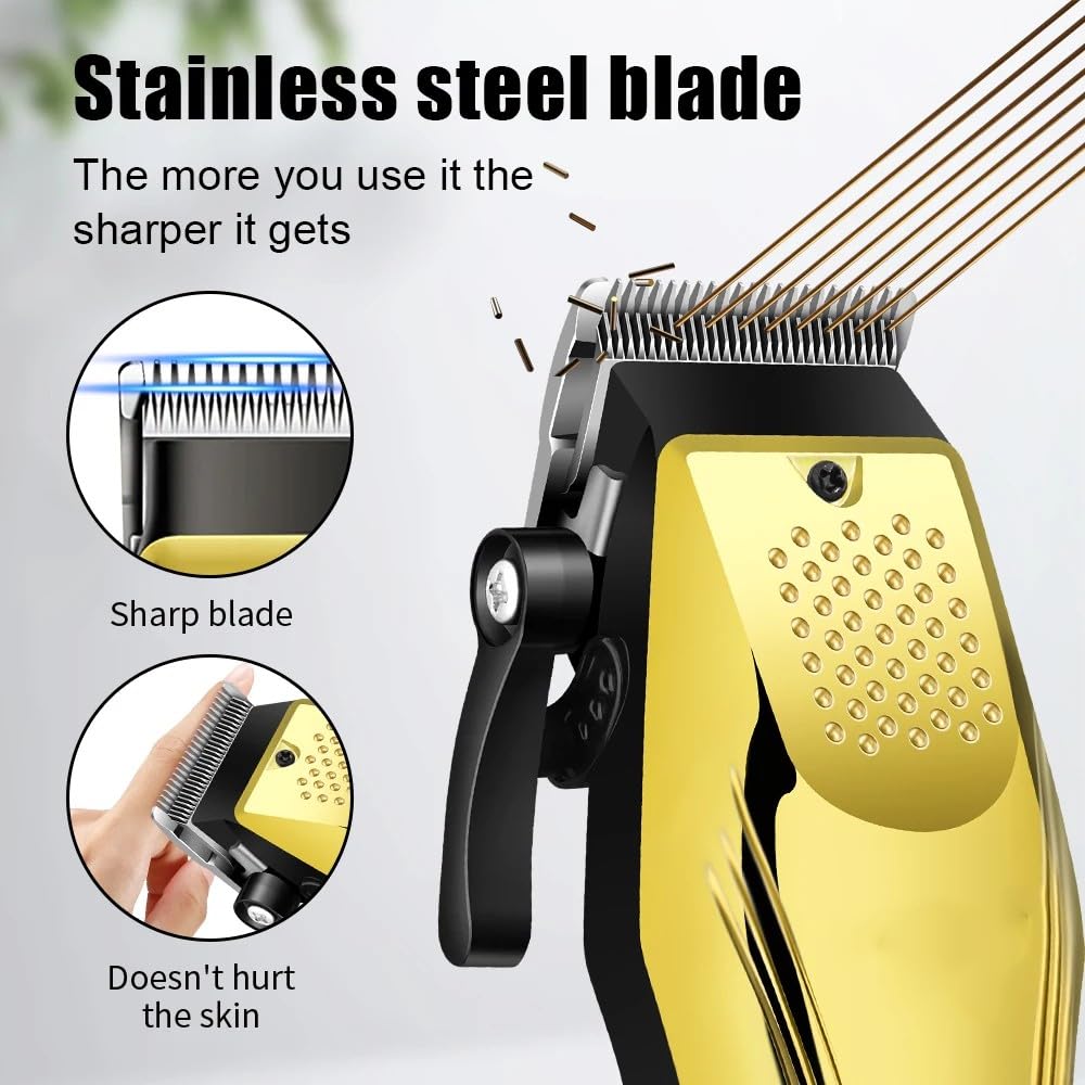 Professional Hair Clippers Set for Men Electric Cordless Trimmer with LED Digital Display and 7 Guide Combs Barber-Grade Cutting Machine Stainless Beauty and Personal Care GLESVOWIO