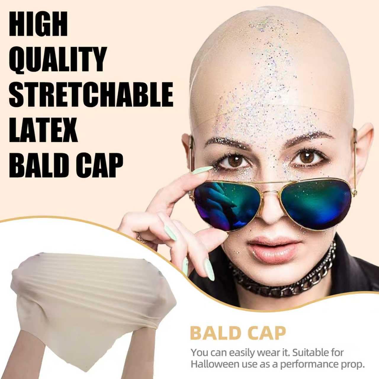 Bald Cap Halloween Makeup Kit for Men & Woman, Complete Bald Cap Costume Character Set , SFX Makeup Kit, Professional Realistic Bald Cap Kits