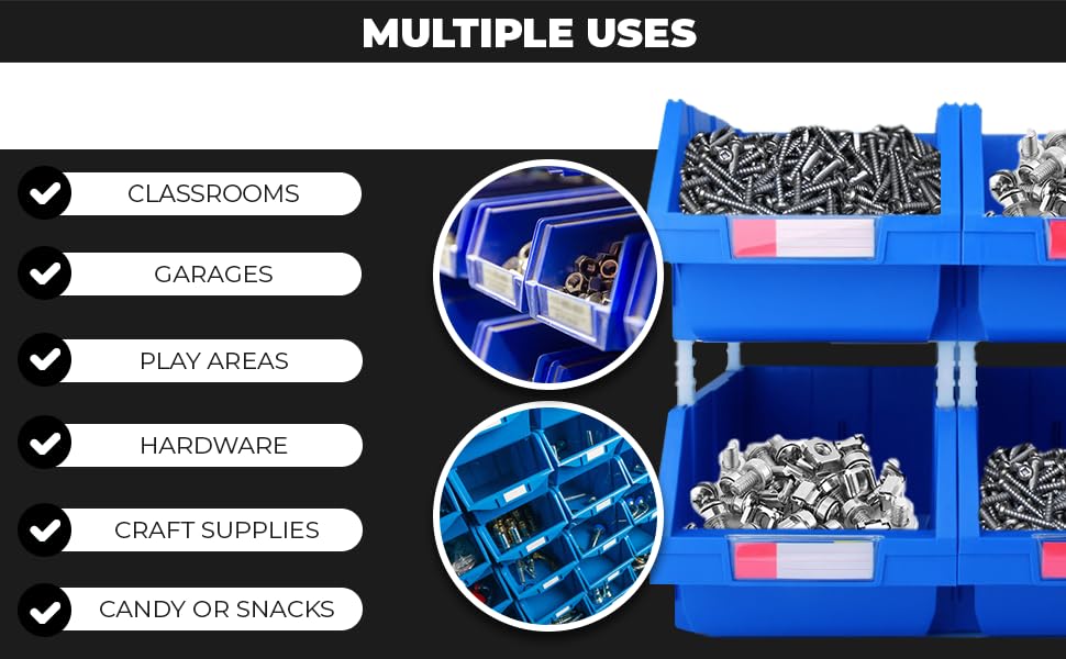 DJC Supply Red Small 3.9" X 6.3" X 2.9" Heavy duty thermoplastic storage bin organizer, Stackable, Hangable, Side-connect, Used in classrooms…