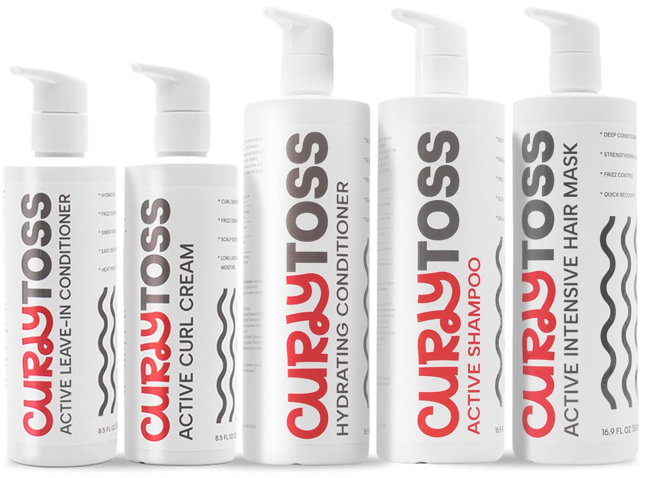 CURLY TOSS Complete Curl Routine Kit - Shampoo & Conditioner Set, Leave-In Treatment, Styling Cream & Repair Mask for Defined Curls, Sulfate-Free Care