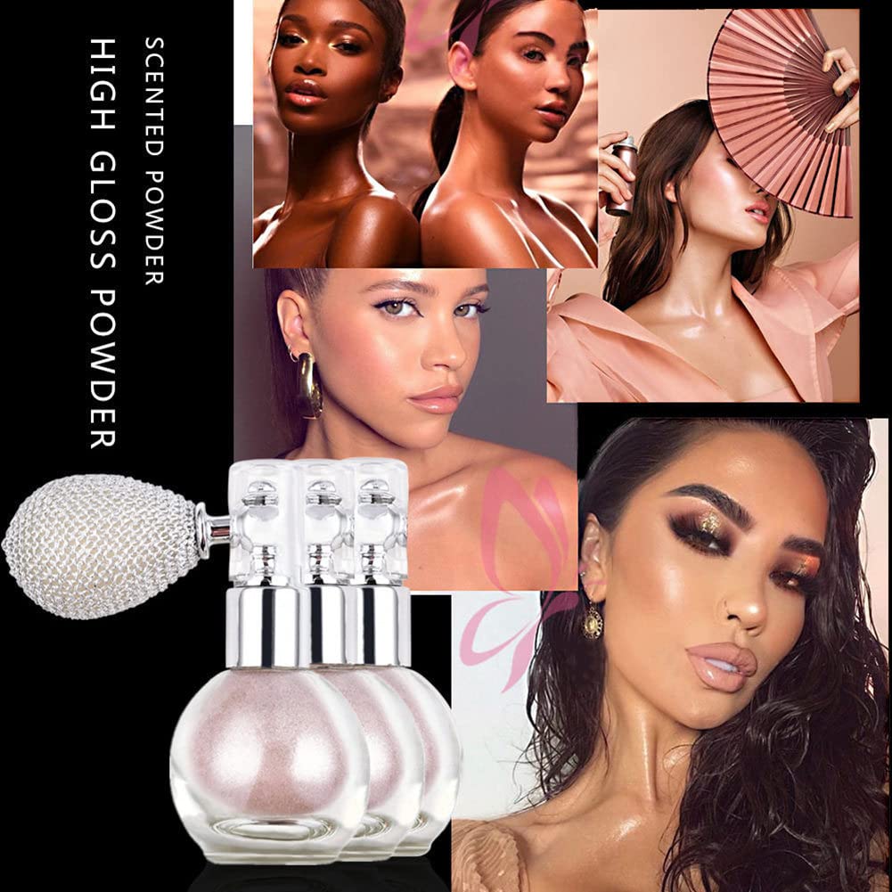 Highlighter Powder Spray, Glitter Spray Nude Pink Glitter Body Face Hair High Gloss Spray Shimmer Sparkle Powder Body Glitter Spray, for Women Hair