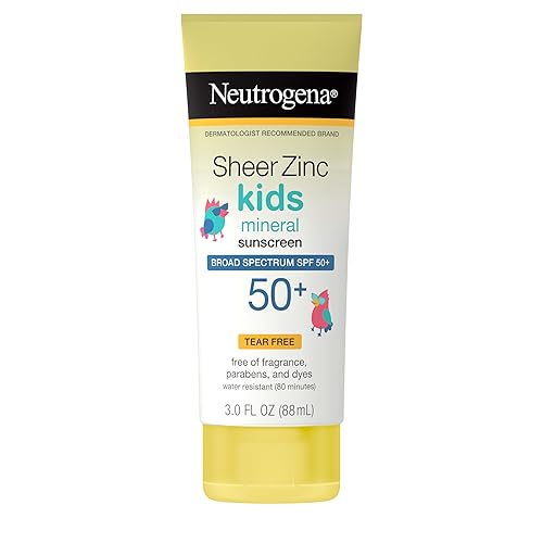 Neutrogena Sheer Zinc Oxide Kids Mineral Sunscreen Lotion, Broad Spectrum SPF 50+ with UVA/UVB Protection, Water-Resistant for 80 Minutes, Paraben