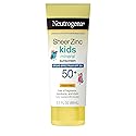 Neutrogena Sheer Zinc Oxide Kids Mineral Sunscreen Lotion, Broad Spectrum SPF 50+ with UVA/UVB Protection, Water-Resistant for 80 Minutes, Paraben
