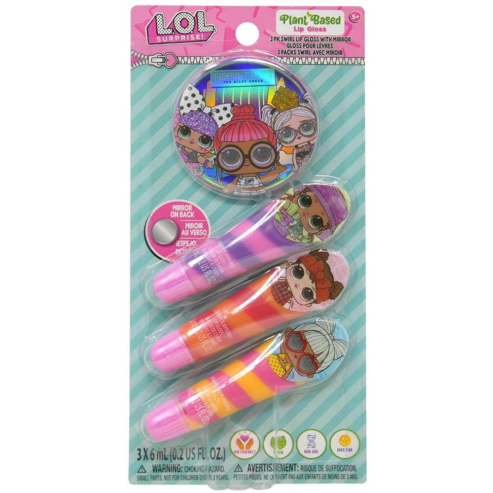 LOL! Surprise! Swirl Lip Gloss Set with Mirror - Plant-Based