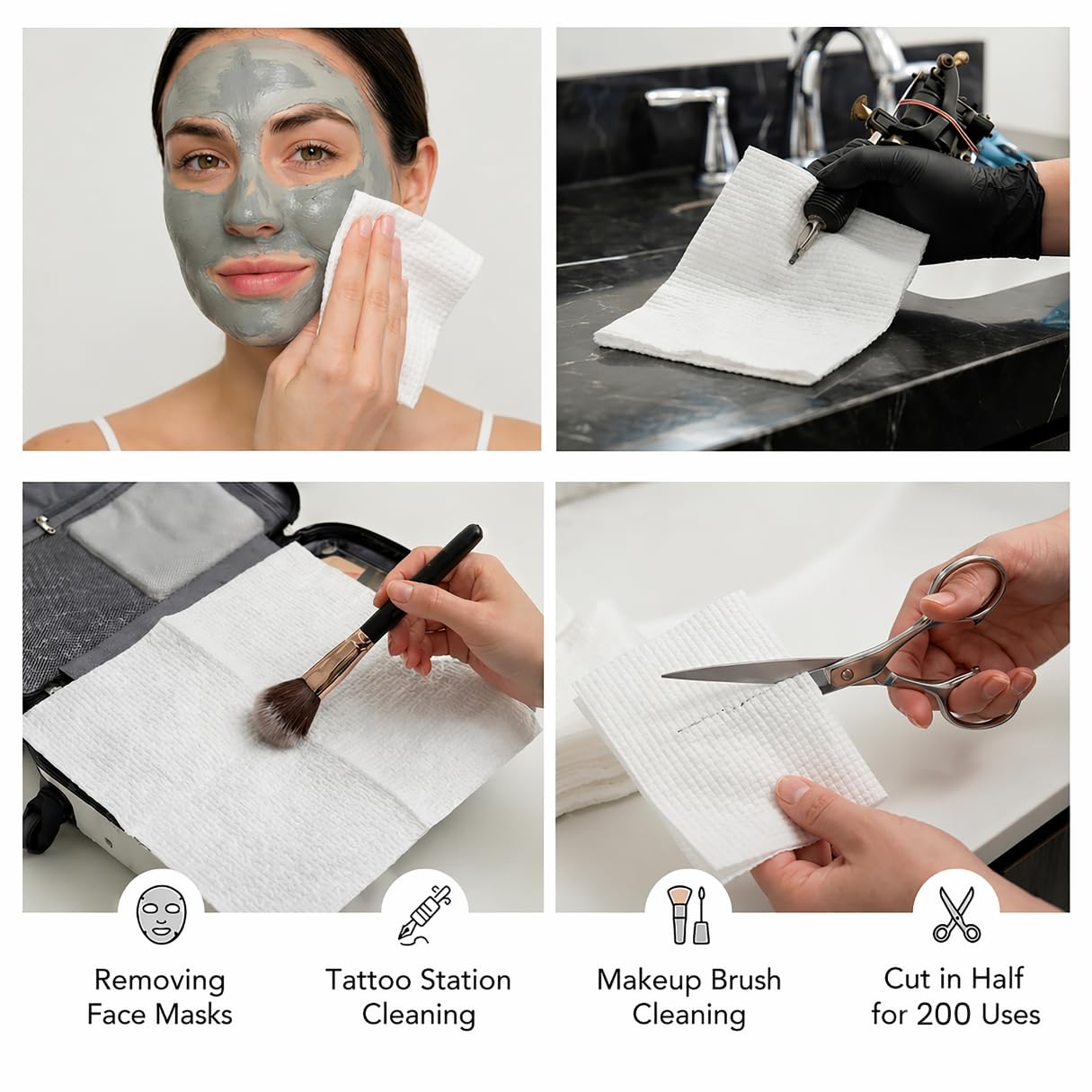 ForPro Travel Size Disposable Face Towels, 8"x8" Compact Dry Wipes, Ultra Soft Lint-Free Viscose Makeup Remover Pads for Sensitive Skin