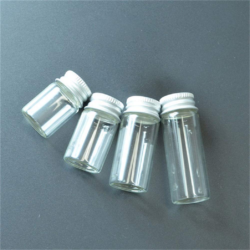 10Pcs Glass Sealed Bottle with Screw Aluminum Cap Clear Tiny Empty Sample Vials Glass Jars Containers Cute Wishes Bottle (20ml)