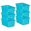 Teacher Created Resources Teal Small Plastic Storage Bin, Pack of 6