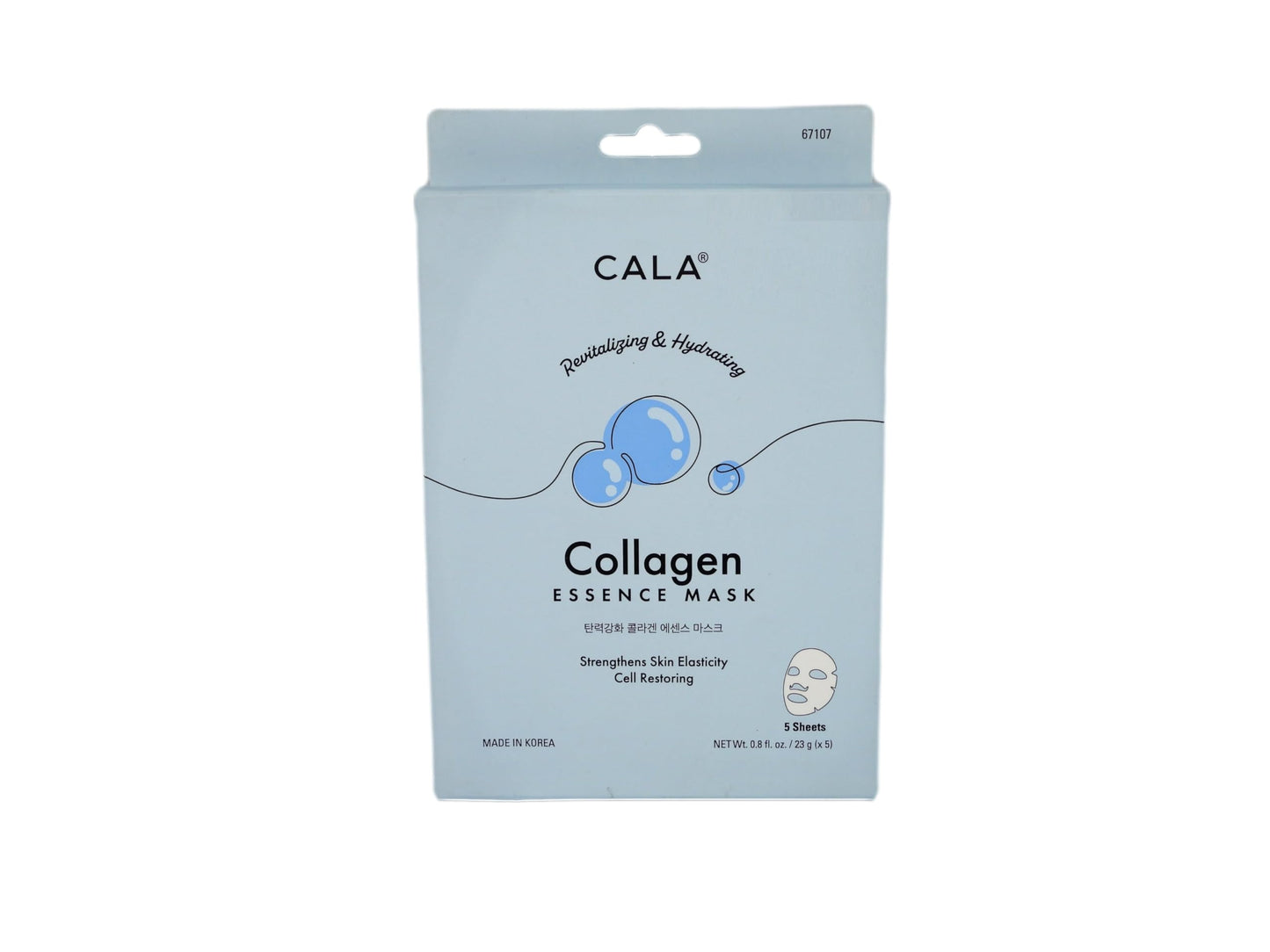 Cala Collagen Essence Facial Sheet Masks, 5 Pack - Ultra-Thin Hydrating Face Mask Sheets with Tea Tree + Herbal Extracts, Hyaluronic Acid