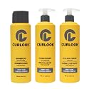 Curlook Kinky-Coily Hair Package | Shampoo, Conditioner & Leave-In Styling Cream Set | Sulfate-Free, Silicone-Free | 400ml (13.5 oz) Each Bottle |