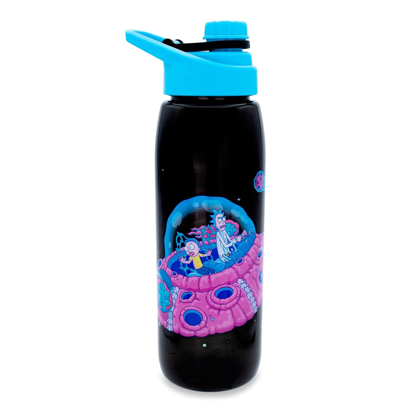 RICK AND MORTY Plastic Water Bottle With Screw-Top Lid | BPA-Free Plastic Sports Jug With Leakproof Lid