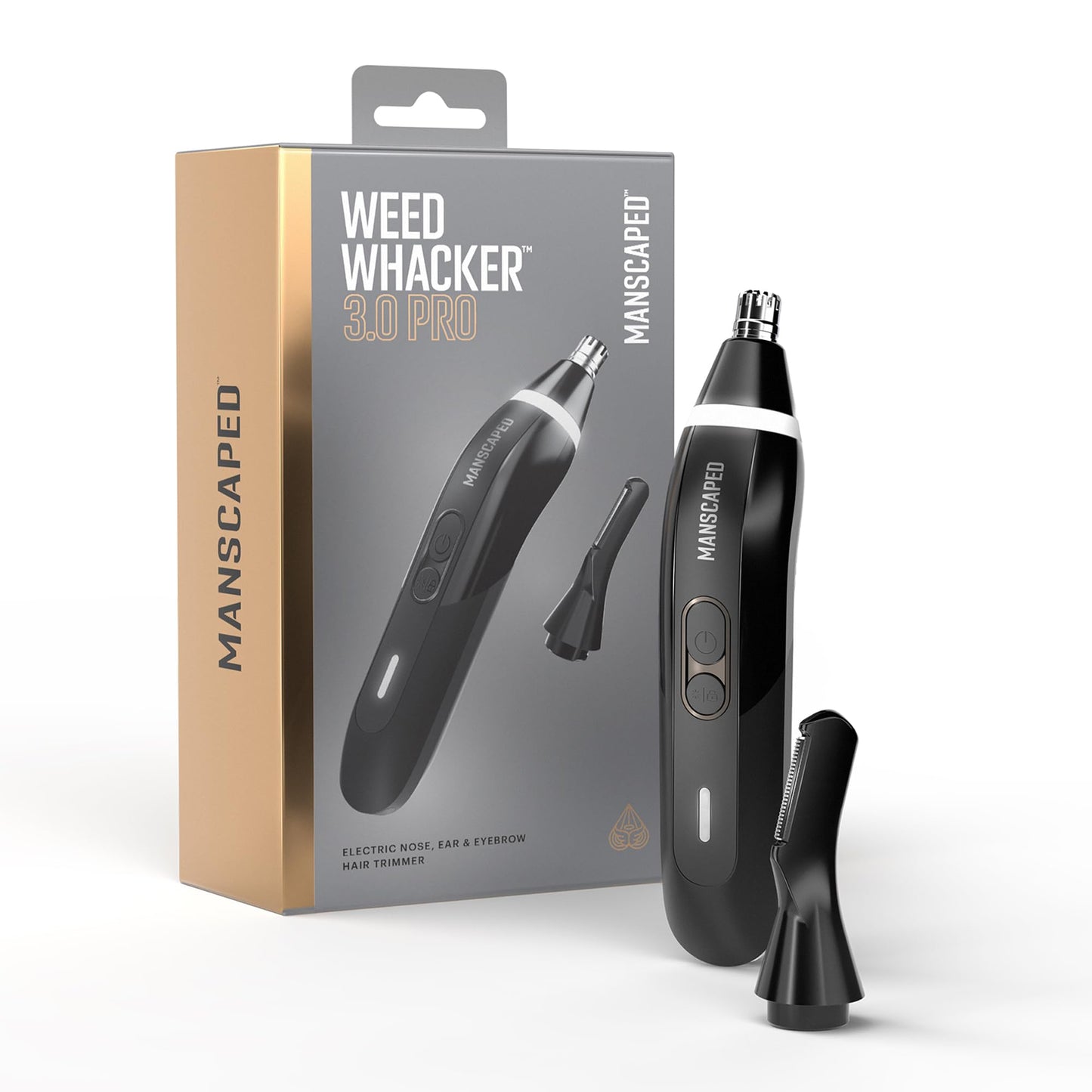 MANSCAPED® Weed Whacker® 3.0 PRO - Men's Electric Nose, Ear & Eyebrow Hair Trimmer - SkinSafe® Dual-Head System, LED Spotlight, Waterproof Beauty and Personal Care MANSCAPED