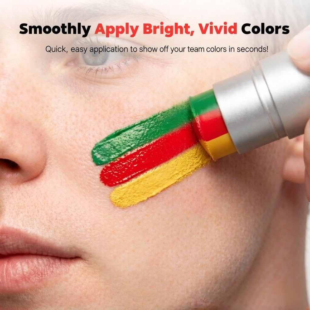Red White Blue Face Paint Sticks, Patriotic Face & Body Paint for Sports, Festivals and Parties