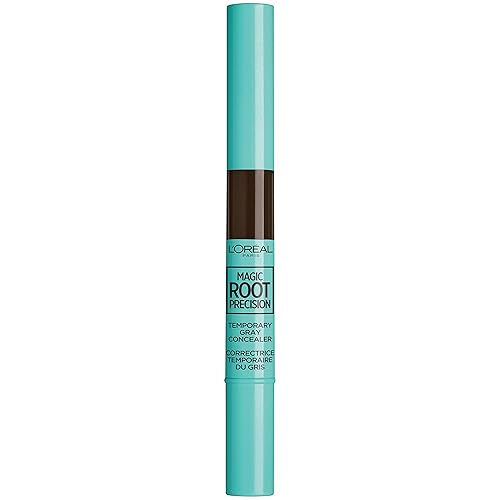 L'Oreal Paris Magic Root Precision Pen, Temporary Gray Hair Cover Up Concealer Brush with Washable Formula, Hair Concealer for Scattered Grays, 4 Dark