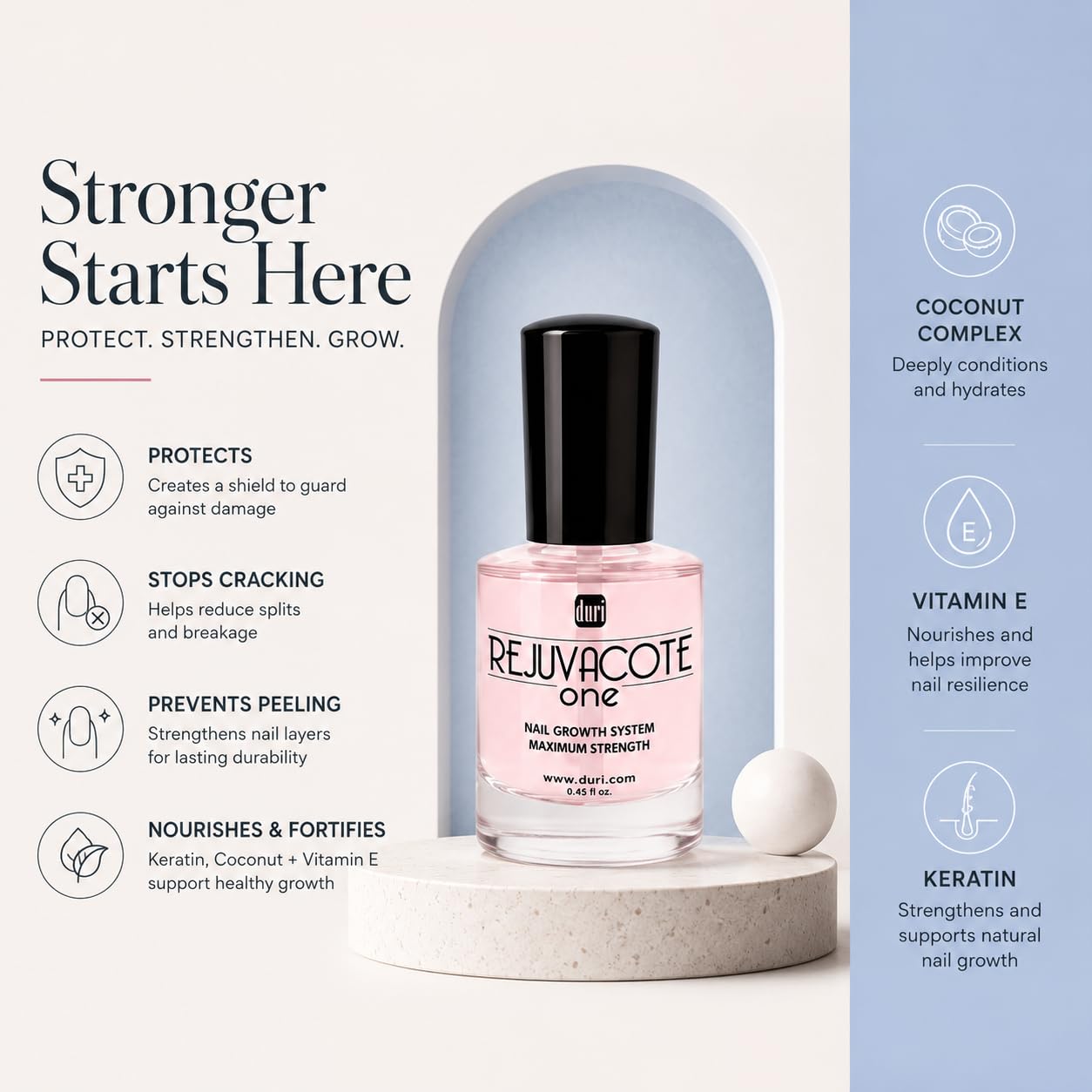 Duri Rejuvacote 1 Nail Growth System - Maximum Strength Nail Strengthener for Damaged Nails from Gel, Acrylic Manicure | Grow Long Natural Fingernails Beauty & Personal Care duri