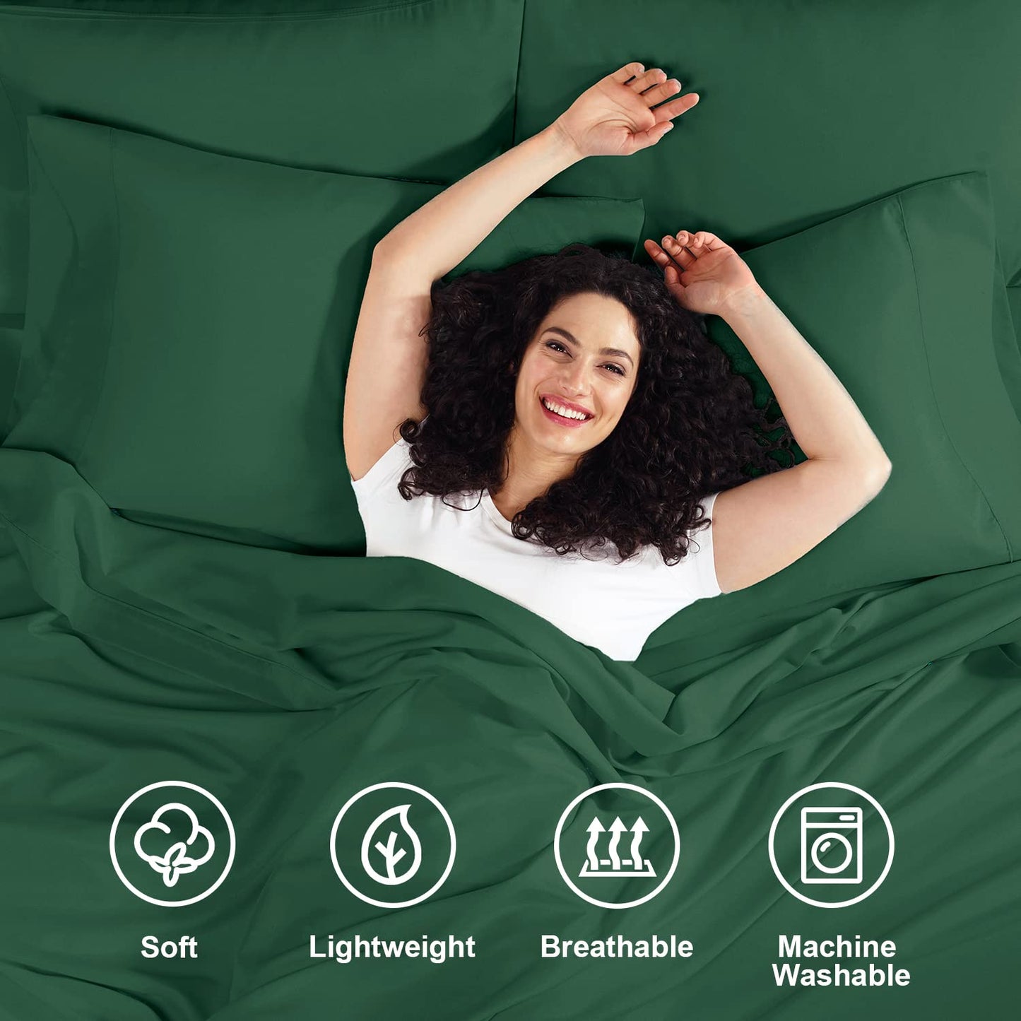 Empyrean Full Sheets Set - 110 GSM 6 Piece Bed Sheets for Full Size Bed, Double Brushed Full Size Sheets, Soft Bedding Sheets & Pillowcases - Hunter