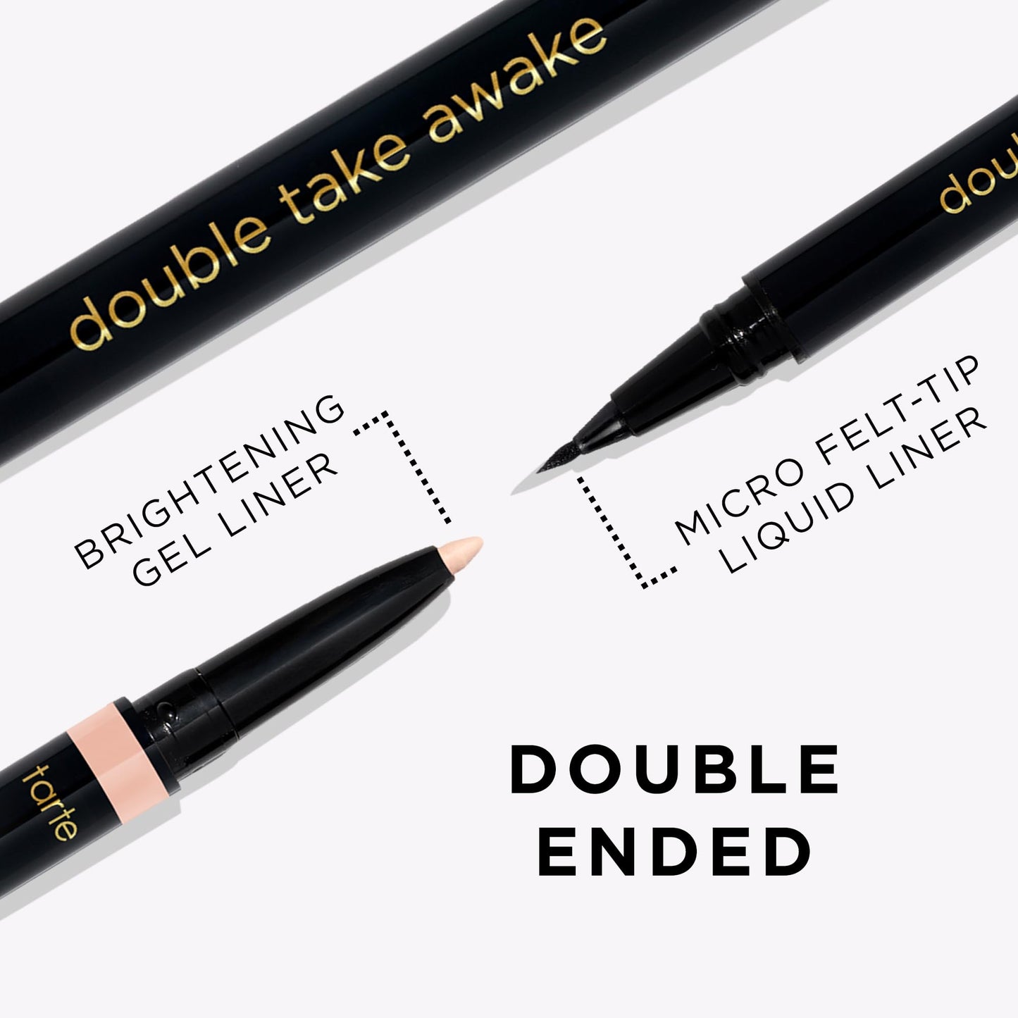 tarte double take awake micro liquid liner - 2-in-1 Amazonian Clay-Infused Eyeliner Pen for Bold, Wide-Awake looking Eyes, Longwear, Waterproof, Vegan