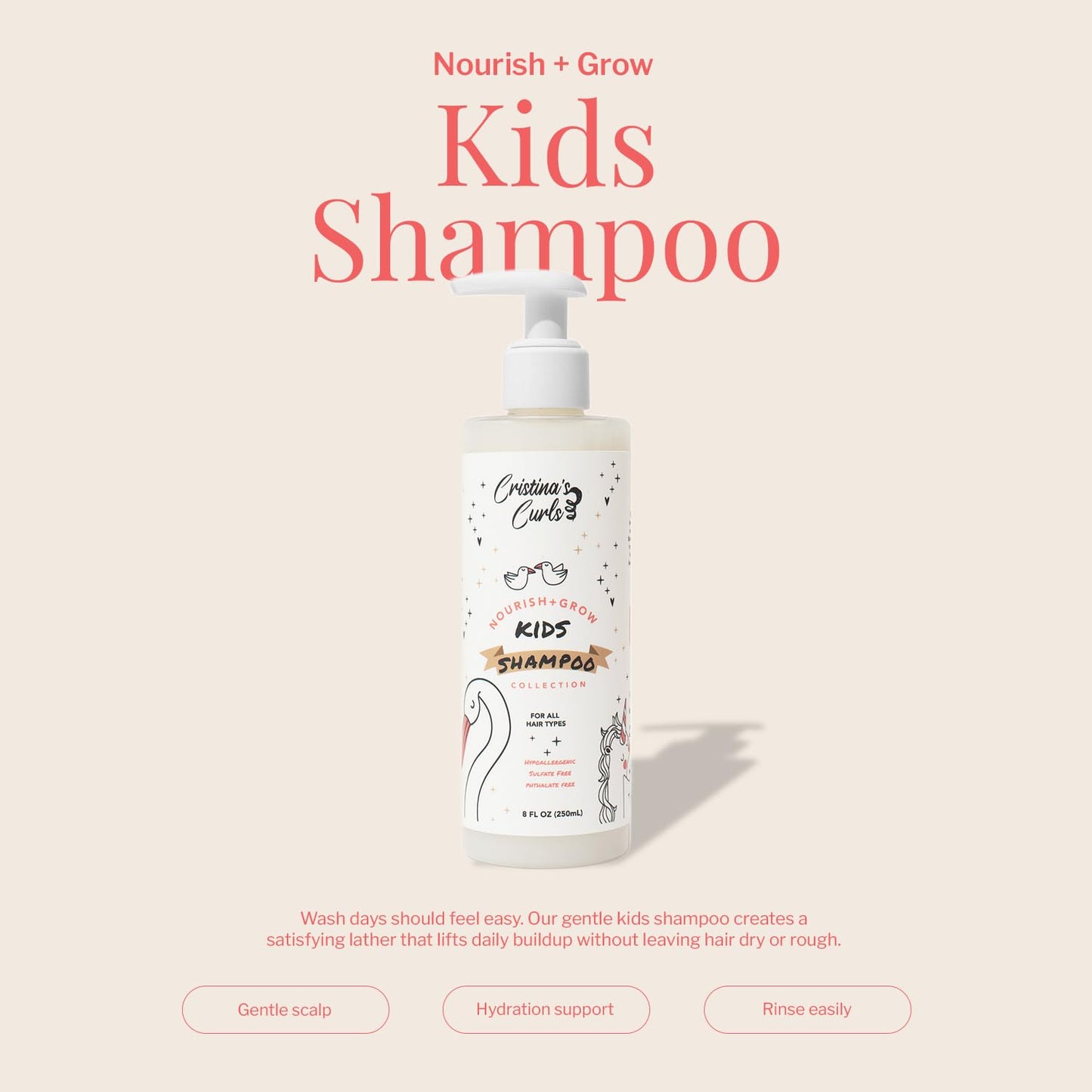 Cristina's Curls Kids Shampoo - Gentle Scalp Cleanse That Lifts Buildup Without Dryness