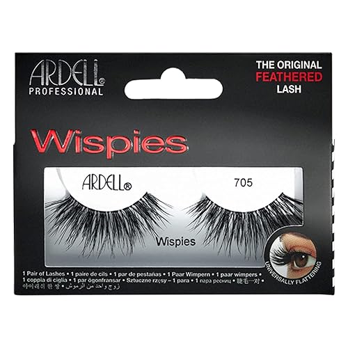 Ardell Wispies False Lashes 705 - Full Volume False Eyelashes, Long & Fluffy Lashes for Natural Look, 1 Pair
