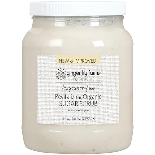 Ginger Lily Farms Botanicals Revitalizing Organic Sugar Scrub, All-Natural Skin Exfoliating Sugar Crystals, 100% Vegan & Cruelty-Free, Fragrance-Free Beauty & Personal Care Ginger Lily Farms